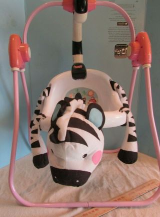 Fisher Price Little Mommy Baby Doll Rain Forest Zebra Swing Plastic