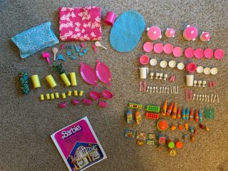 Vintage Barbie Dream House Furniture Accessories - Dishes,  Food,  Bedding,  Etc.