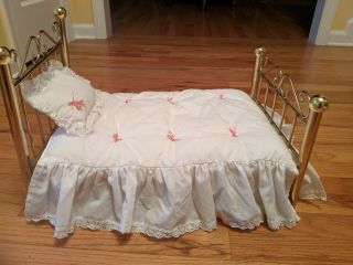 Vintage - American Girl - Samantha’s Brass Bed W/ Comforter And Pillow - Retired