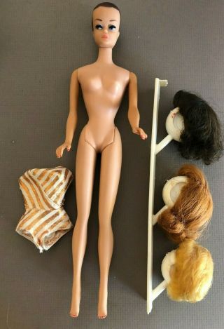 1963 Fashion Queen Barbie Doll With Swimsuit Wigs Vintage 60 