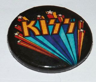 Vintage Badge Pin 32mm Kiss Heavy Metal Hard Glam Rock Button Pinback Old Band