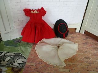 Vintage Madame Alexander 9 Doll - Cissette Clothes - Red Dress - Hat - No Doll