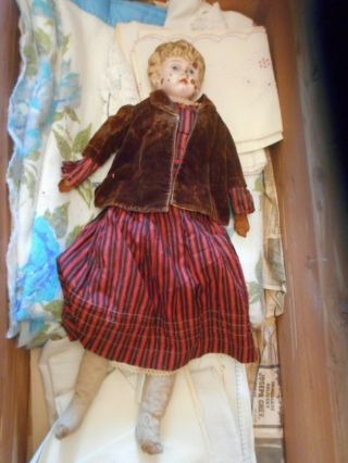 Antique Doll 26 ",  With Metal Head,  Cloth Body,  Leather Hands,  Germany 8 Minervia