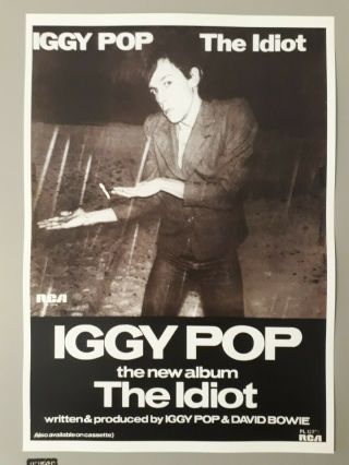 Iggy Pop Poster - The Idiot Promo & David Bowie Rca 1977 Reprint Edition A3