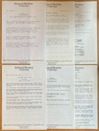Gary Moore Various Press Releases (x10) 1992 - 1995