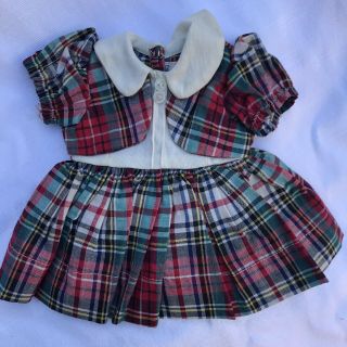 Vintage Terri Lee Doll Tagged Red Plaid School Play Dress Red Green White Collar