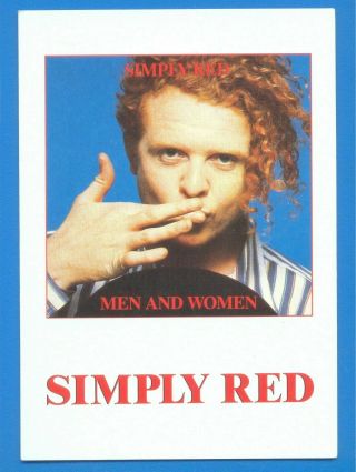 Mick Hucknall.  Simply Red.  Men And Women.  Folding Greeting Card Published 1987