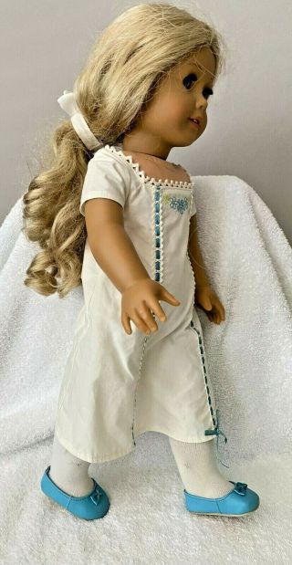18 " American Girl Doll 2012 Long Curly Blonde Hair Blue Eyes And Teeth