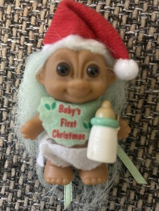 Rare Vintage Russ Troll Doll Baby’s First Christmas Bib And Bottle,  Diaper,  Hat
