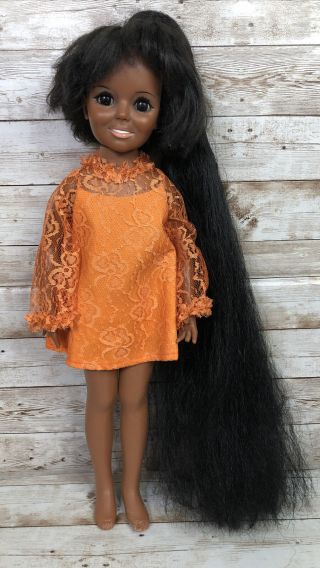 Vintage 1968 Ideal Toy Co Crissy Doll Growing Hair African American 18” Damage
