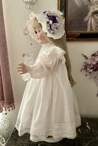 Antique White Cotton Lace Lawn Dress For 30 " To 34 " Jumeau,  Bru Or German Doll