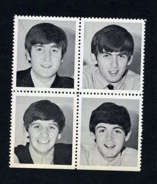 The Beatles 1964 Black & White Photo Stamp Set 4 Fab Vintage See