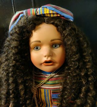 Kathy Smith Fitzpatrick 24 Inch Vintage Ethnic Porcelain Ethnic Doll