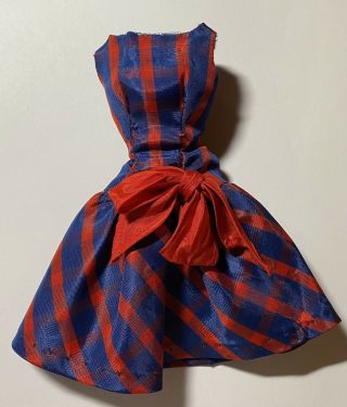 Vintage Barbie Beau Time Dress 1966 1651 Red & Blue Silk