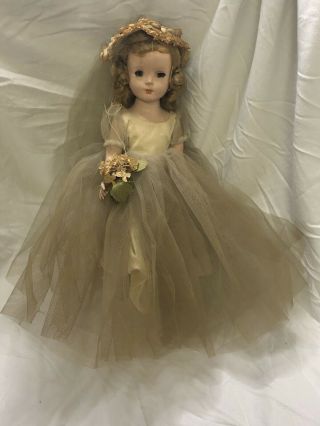 Vintage Rare Madame Alexander Doll Ivory Wedding Dress 16 "