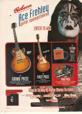 Kiss Ace Frehley 1999 Ad - Gibson Guitars Advertisement