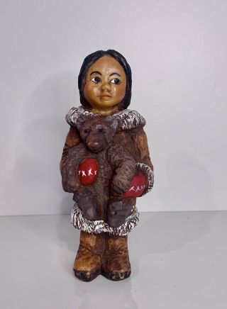 Vintage Naber Kids Eskimo Doll Figurine Signed H.  P.  Naber