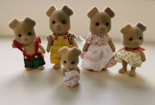 Sylvanian Families Tomy Vintage Forester Dog Family With Rare Baby