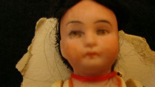Antique All bisque indian Hertwig german doll 4 inches molded clothing 2