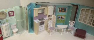 2007 Barbie My House Fold Up Folding Dollhouse With Furniture