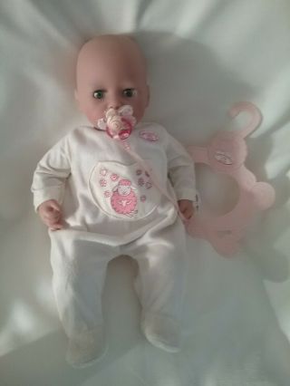 Interactive Baby Annabel Doll 43cm With Dummy Pre - Owned From Zapf Creation