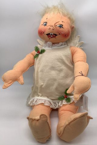 1990 Annalee Doll Christmas Angel Large 30 " Htf Open Mouth Teeth Blonde Read