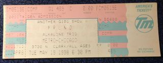 Pruno Alkaline Trio Concert Ticket Stub 5 - 19 - 98