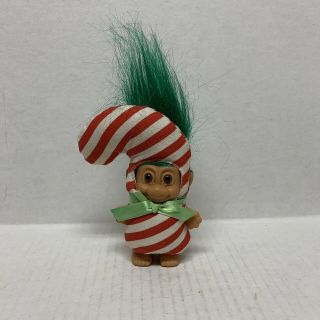 Russ Candy Cane Troll Green Hair Cb1007 Vintage Christmas Holiday Peppermint