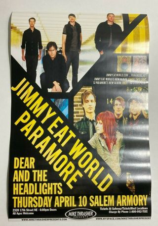 Jimmy Eat World Paramore Dear And The Headlights Tour Poster Rock 11x17