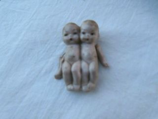 Antique Miniature German Bisque Baby Twin Dolls - Doll House Doll,  1 5/8 "