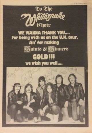 Whitesnake - Vintage Press Poster Advert - Saints And Sinners - 1983