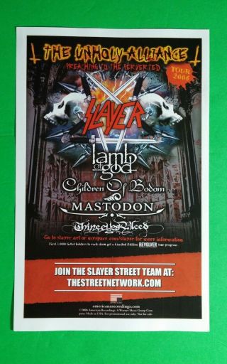 Unholy Alliance Children Of Bodom Lamb God Slayer 5.  5x8.  5 Flyer Music Sm Poster