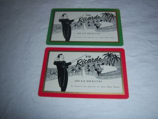 (2) Single Don Ricardo Orchestra Playing Cards - Vintage 1940s - Cool Big Band Jazz