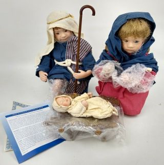 Vtg Ashton Drake Nativity Holy Family Porcelain Doll Set Box Jesus Mary Joseph