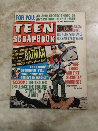 Teen Scrapbook July 1966,  Vol 1,  No 11,  The Beatles Vs.  Rolling Stones,  Batman
