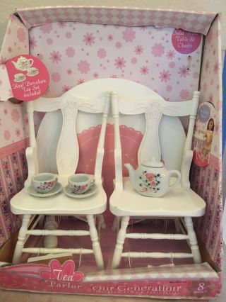 Our Generation Tea Parlor Table Chair Set For 18 " Doll Can Use For American Girl