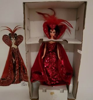 Queen Of Hearts Barbie Doll Bob Mackie,  Complete With Art Rendering.  1994.