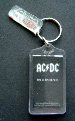 Ac / Dc Music Rock Group White Letters Back In Black Key Chain 1 1/4 " X 2 1/2 "