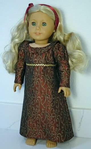 American Girl 18 " Doll,  Caroline Abbott Long Blond Hair,  Green Eyes,  Earrings