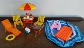 Vintage 1980s Arco Fashion Doll Backyard Pool Set For Use With Barbie & Others