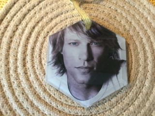 Jon Bon Jovi Headshot Photo Glass Holiday Ornament,