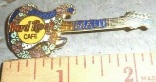 Hard Rock Cafe Maui Guitar Pin With Lei 1 X 2.  5 Inches