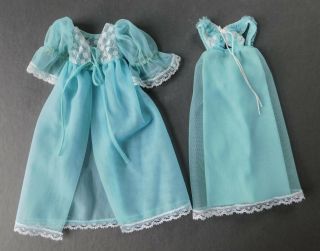 Vintage 1977 Barbie 9743 Dreamy Delight For At Night Aqua Nightgown Robe B40