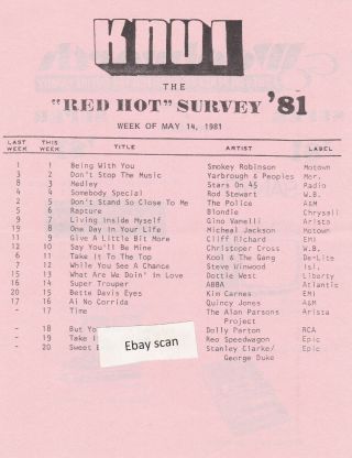 Knui Wailuku Maui Hi Top 40 Radio Music Survey 5 - 14 - 81