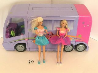 Barbie Jam N Glam Concert Party Van Tour Bus With 2 Dolls Accessories No Sound