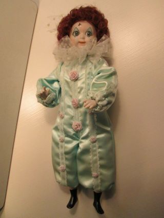 Clown Doll - Redhead Girl - - Quality,  P0rcelain - Hand - Made - Lt Green Outfit