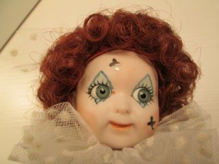 CLOWN DOLL - REDHEAD GIRL - - quality,  P0RCELAIN - hand - made - LT GREEN OUTFIT 2
