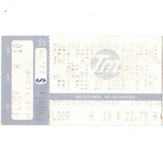 Tom Cochrane & Red Rider Concert Ticket Stub Toronto Canada 2/17/89 Maple Leaf