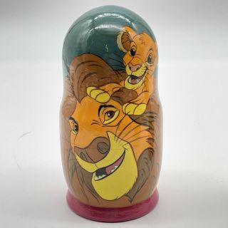 The Lion King Wooden Russian Nesting Dolls Hand Painted Set Of 5 Dolls Signed
