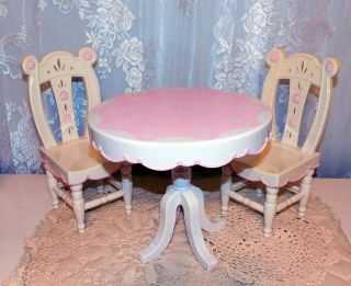 Our Generation Table And Chairs Set For 18 Inch Dolls Pink And White Cute